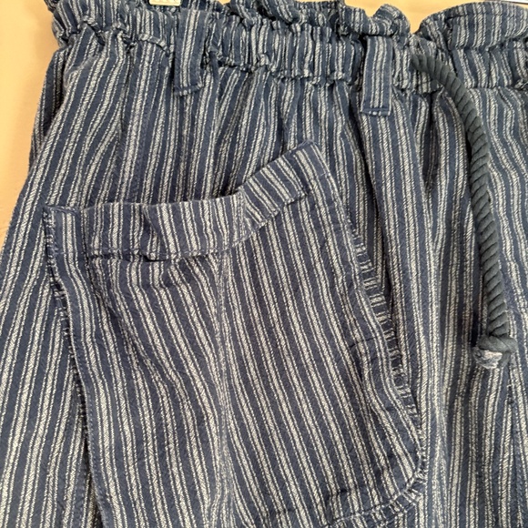 Free People railroad stripe denim ankle pants; tapered; gathered waist; size XS - Picture 2 of 6